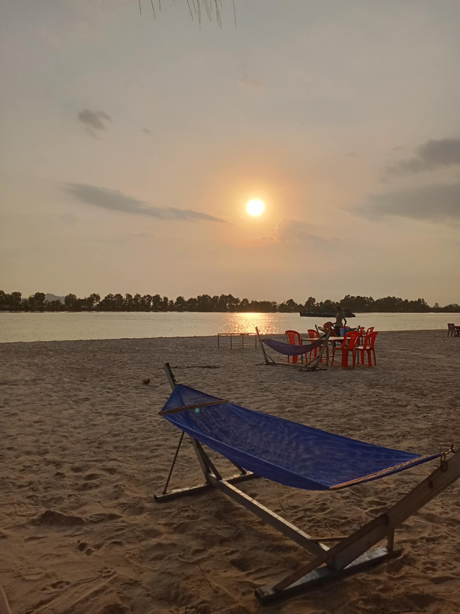 Riverside sunset view